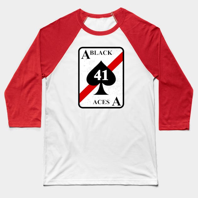 Black Aces Squadron Baseball T-Shirt by Tailgunnerstudios